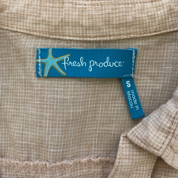Women’s Fresh Produce Beige Button-Up Linen Shirt size S - Picture 12 of 12